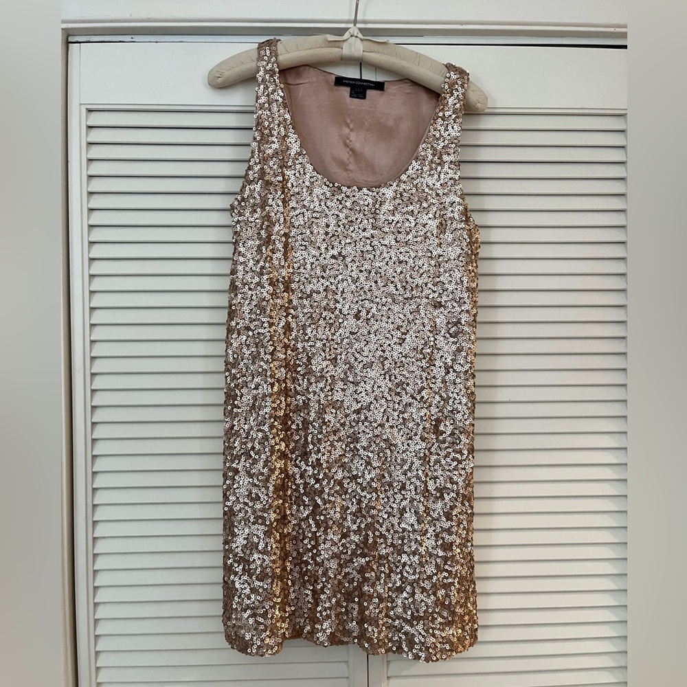 French Connection Dress size 10 champagne sequin mini